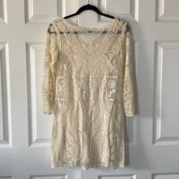 Express Embroidered Lace Overlay Dress, Size S - Picture 3 of 5